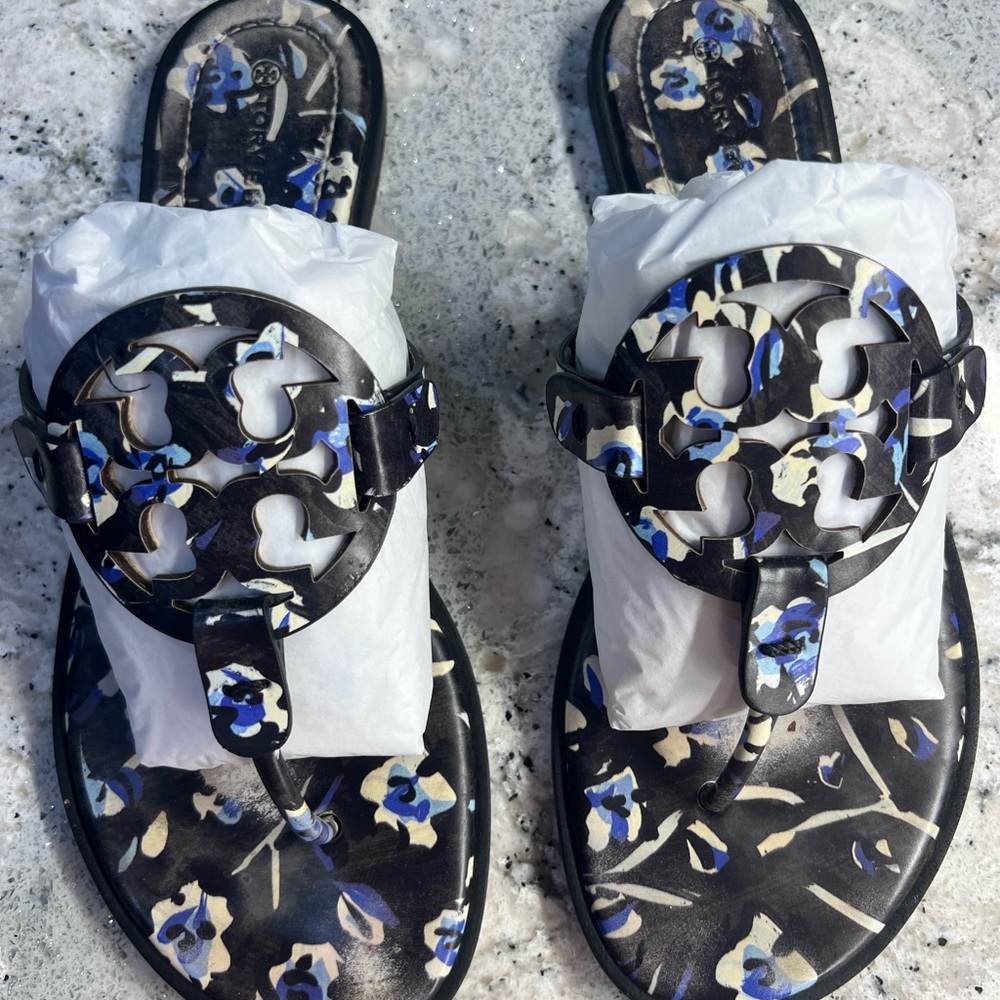 TORY BURCH MILLER welt printed calf leather teapot sandals